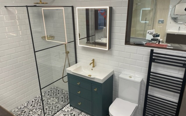 Stylish Shower-Vanity-Toilet Design